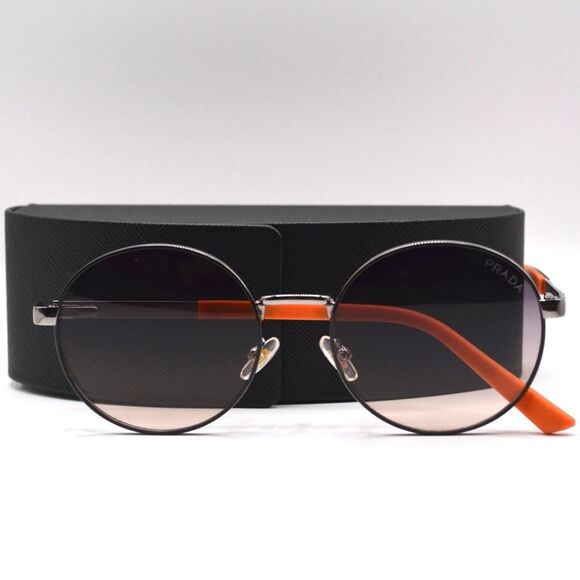 Prada Women’s Round Sunglasses | Silver/Black/Orange | Gradient Lens | New main image 8